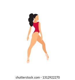 Beautiful Female Ballet Dancer Posing. Gorgeous Ballerina Dancing on a White Background Vector Flat Illustration