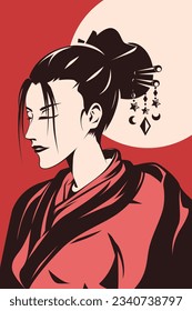 Beautiful female character flat design vector Illustration