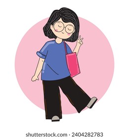 Beautiful female character, simple outfit, cute