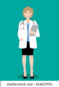 beautiful female doctor with short hair