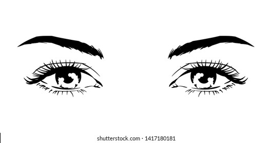 Beautiful female eyes with long eyelashes