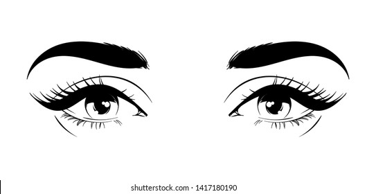 Beautiful female eyes with long eyelashes