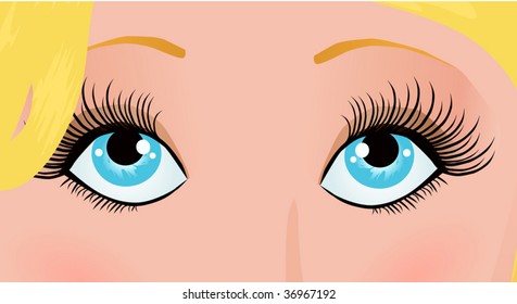 Beautiful female eyes with long eyelashes