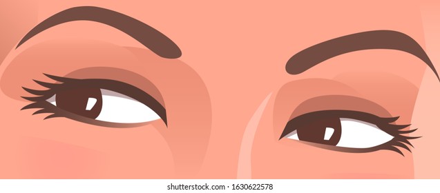 Beautiful female eyes. Woman face close up. Vector illustration