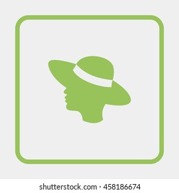 Beautiful female face with hat.