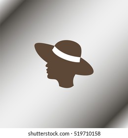 Beautiful female face with hat.