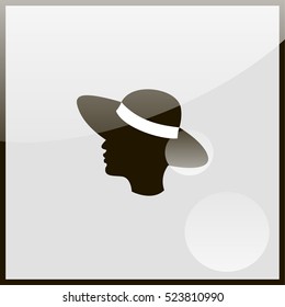 Beautiful female face with hat.