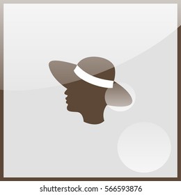 Beautiful female face with hat.