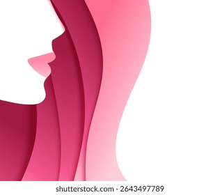 Beautiful female face with red colored hair. Woman hair care icon for shampoo or cosmetology emblem design. Vector illustration