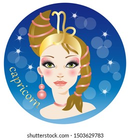Beautiful female face representing the zodiac earth sign of capricorn