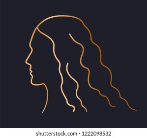 Beautiful female face silhouette in profile. Vector illustration.