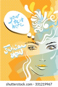 Beautiful female face, vector illustration