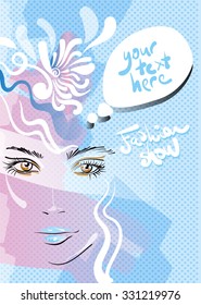 Beautiful female face, vector illustration
