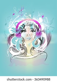 Beautiful female face, vector illustration