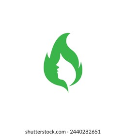 Beautiful Female Faces with Flames. Vector Logo Template. Abstract Symbol Concept for Beauty Salon, Massage, Cosmetic and Spa.