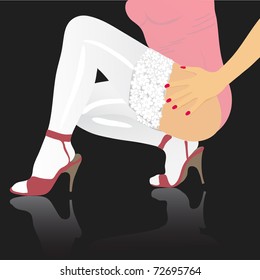 Beautiful female feet. A vector background