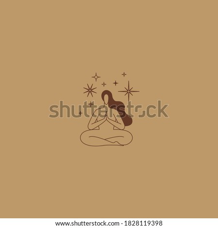 Beautiful female figure. Vector logo design template and illustration in simple minimal linear style - body positive emblem, abstract badge for lingerie designer, modern feminine art