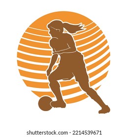 beautiful Female football athlete vector silhouette