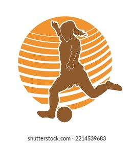 beautiful Female football athlete vector silhouette