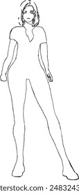 Beautiful female girl woman line art illustration
