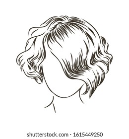 Beautiful female hairstyle, vector sketch 