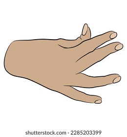 Beautiful female hand in pinch gesture. Cartoon style.