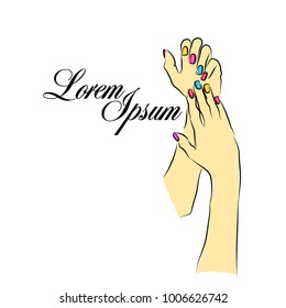 Beautiful female hands with manicure. Vector