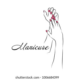 Beautiful female hands with manicure. Vector