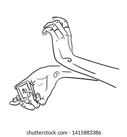 beautiful female hands. vector image in black ink on an isolated white background. linear style.