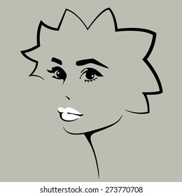 Beautiful female image. Simple lines.