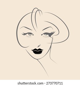 Beautiful female image. Simple lines.