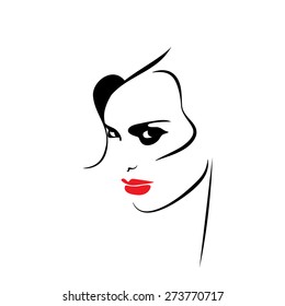 Beautiful female image. Simple lines.
