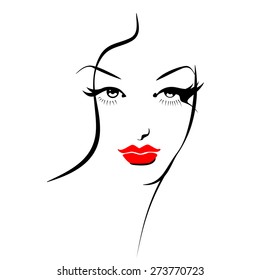 Beautiful female image. Simple lines.