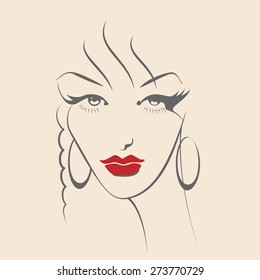 Beautiful female image. Simple lines.