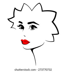 Beautiful female image. Simple lines.