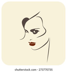 Beautiful female image. Simple lines.