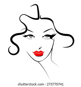 Beautiful female image. Simple lines.