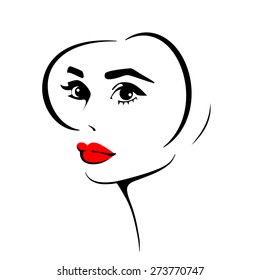 Beautiful female image. Simple lines.