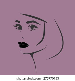 Beautiful female image. Simple lines.