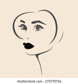 Beautiful female image. Simple lines.