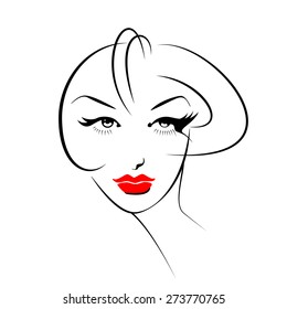 Beautiful female image. Simple lines.
