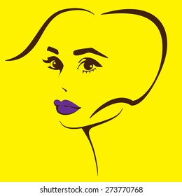 Beautiful female image. Simple lines.