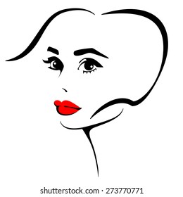 Beautiful female image. Simple lines.