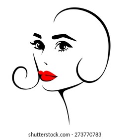 Beautiful female image. Simple lines.