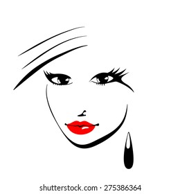 Beautiful female image. Simple lines.
