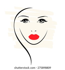 Beautiful female image. Simple lines.