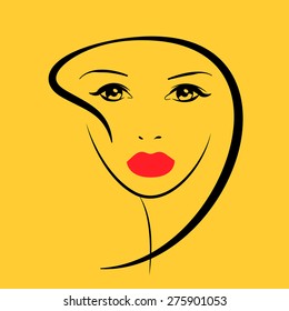 Beautiful female image. Simple lines.