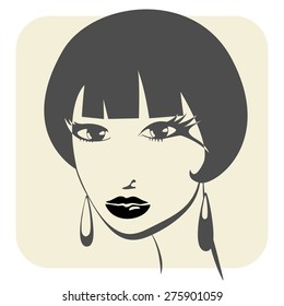 Beautiful female image. Simple lines.