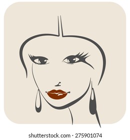 Beautiful female image. Simple lines.