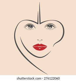 Beautiful female image. Simple lines.